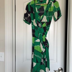 Green Floral Wrap Dress from Banana Republic